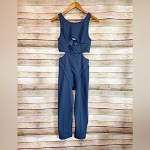 For Love and Lemons Chloe Blue Ribbed Cutout Jumpsuit Athleisure Size Medium